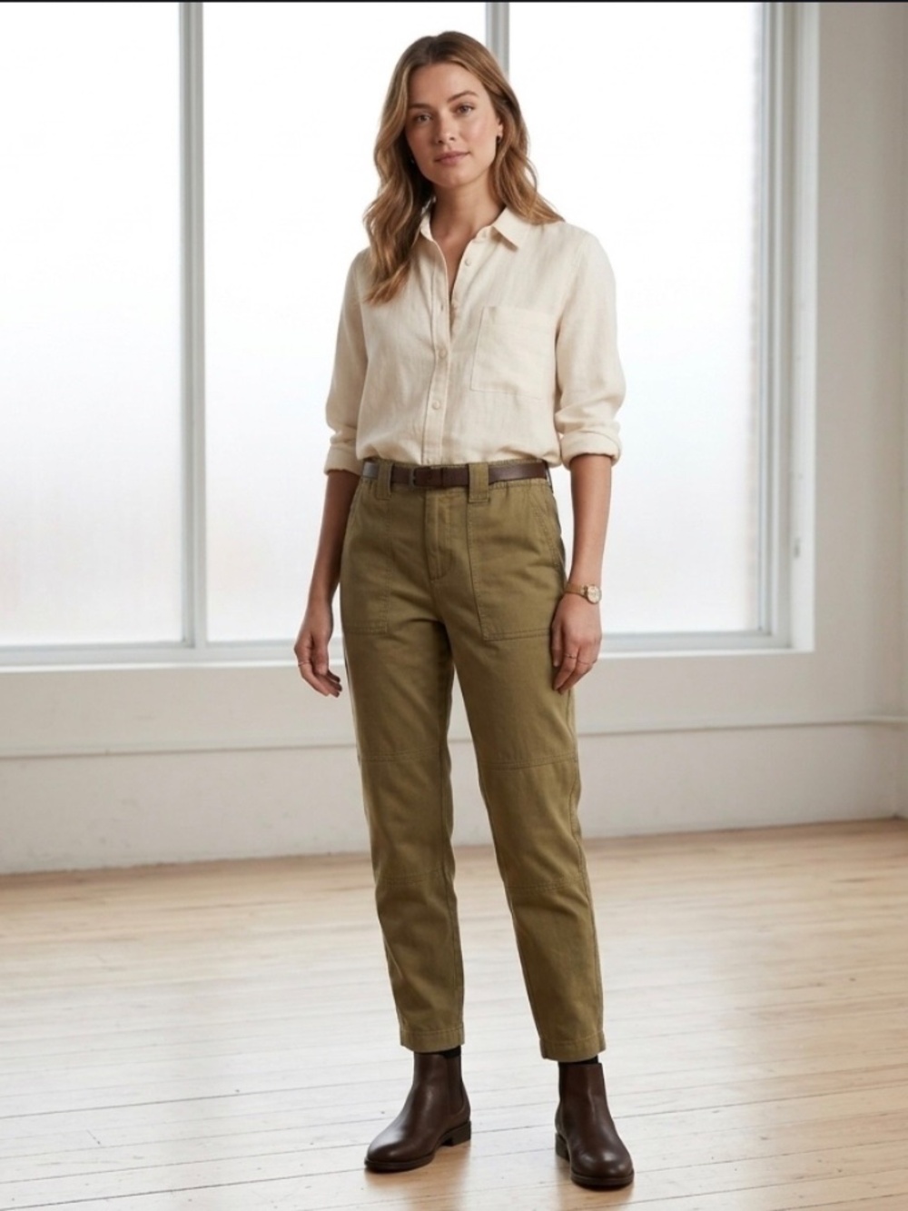 Banana Republic Grunge Gorpcore Utility Pants Soft Cropped Olive Green XS